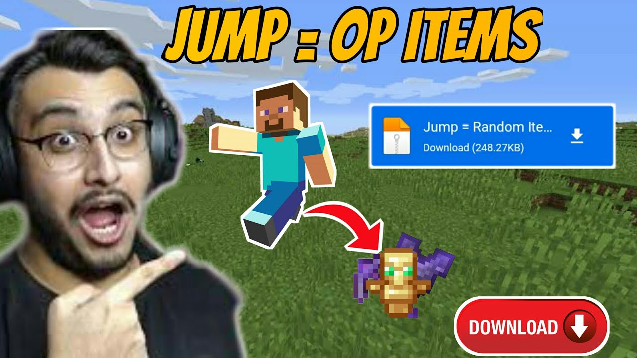 Minecraft but Jumping Gives You OP Items Mod Download In Minecraft