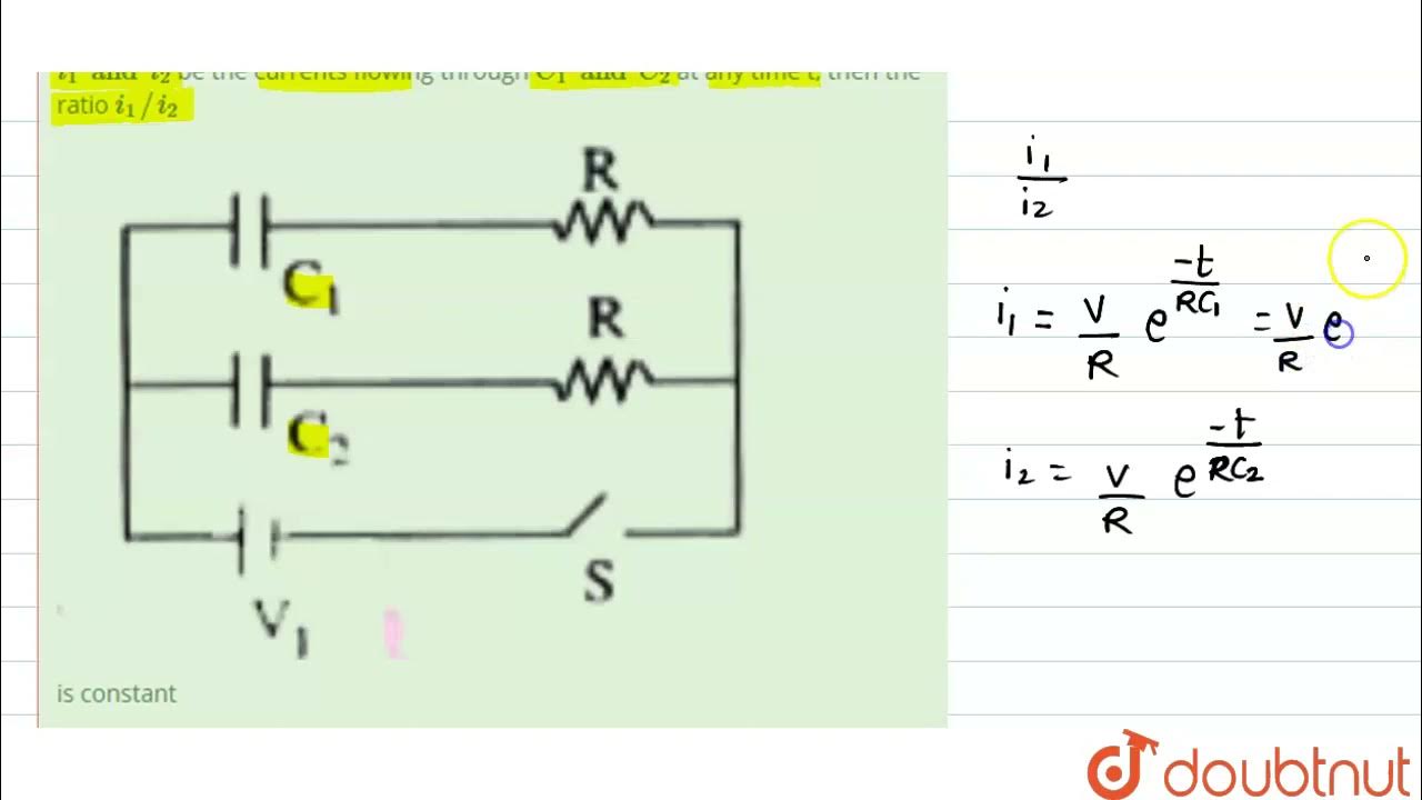 In the circuit shown in figure C_(1)=2C_(2), Switch S is closed at time ...
