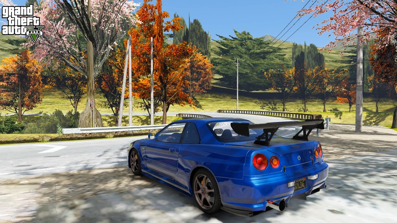 Skyline R34 on a Japanese Touge Road | GTA V Cinematic Drive