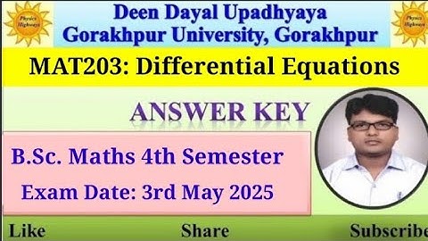 Answer key-2025| MAT203| Differential Equations| BA| BSc| Maths 4th sem| #answerkey #ddu #mat203