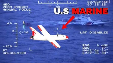 Aanvalshelikopters van het Amerikaanse Korps Mariniers schieten drone neer boven de Atlantische O...