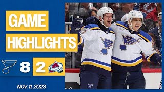 Game Highlights: Blues 8, Avalanche 2