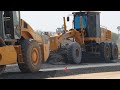 គ្រឿងចក្រធ្វើផ្លូវ លីប៊ីល័រ រ៉ូឡូ Motor Grader Roller Compactor Working On Road Construction