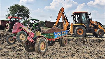 Mahindra 475 Di tractor and JCB 3dx Machine Loading Mud in Tractors | John Deere | Swaraj tractor