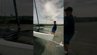 Preparing the boat - launching the Hobie 17 sport catamaran sailing boat hobie hobie17boatlofe