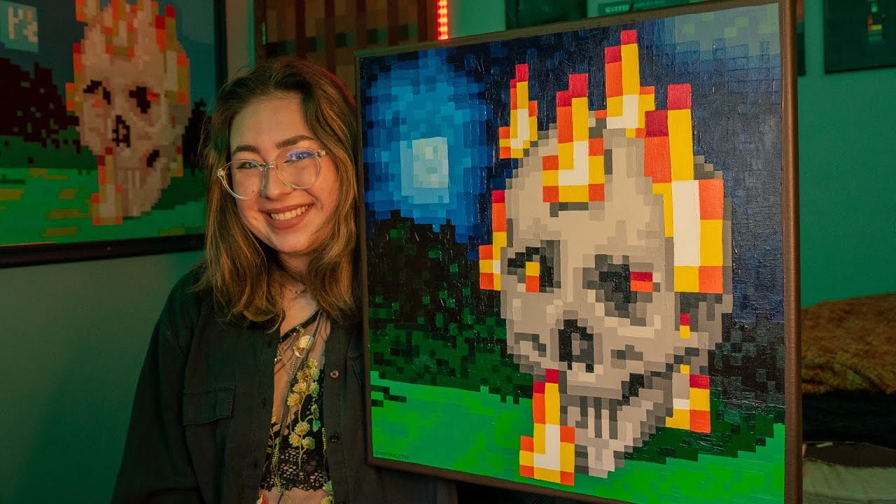 Making the 'Skull On Fire' Minecraft Painting - YouTube