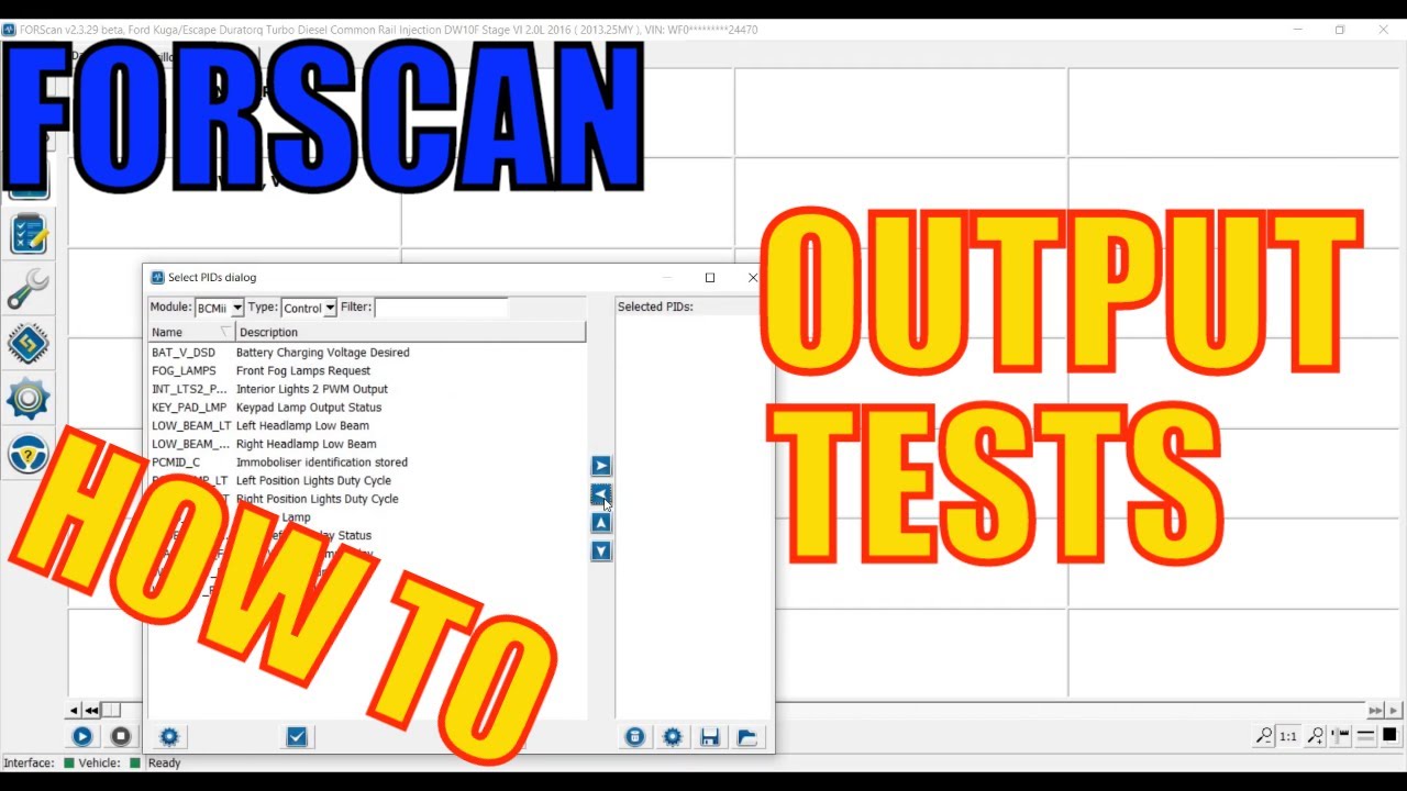 Forscan - How To Control Output Control Actuators and Sensors 