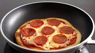 5 minute EASY PAN PIZZA | No Yeast, No Oven, Pepperoni Pizza Recipe