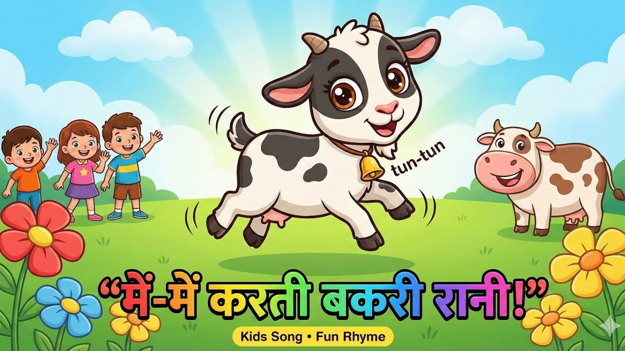 में-में करती बकरी रानी | Kids Song | Funny Goat Rhyme | Hindi Cartoon Poem | Bakri Rani Song”