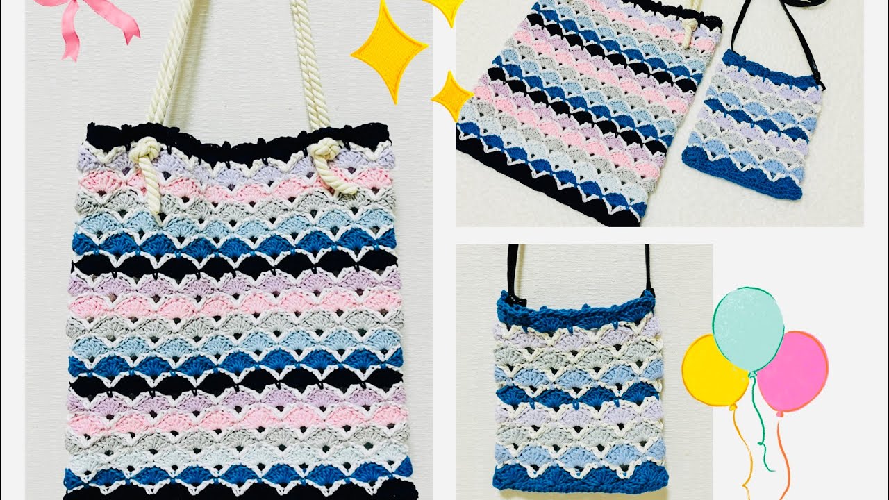 Crochet Colorful Wave Pattern Bag Knitting Instructions - YouTube