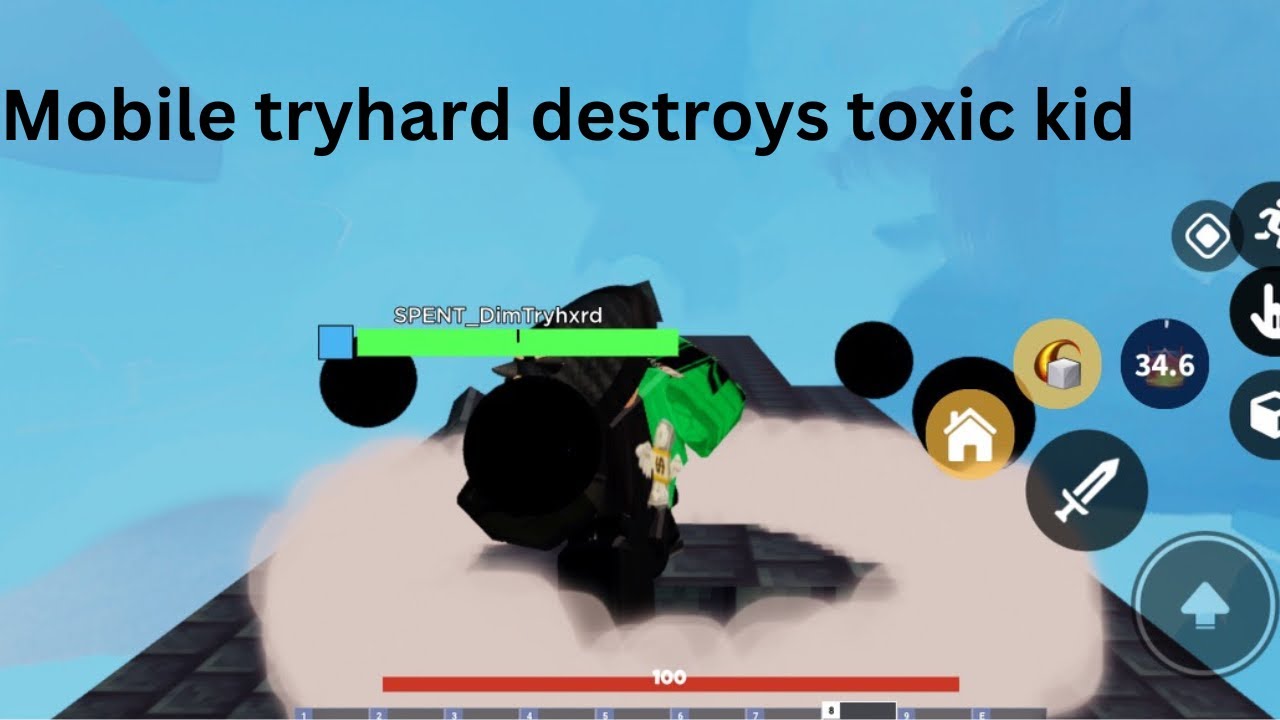 Mobile Tryhard destroys toxic kid in Roblox Bedwars - YouTube