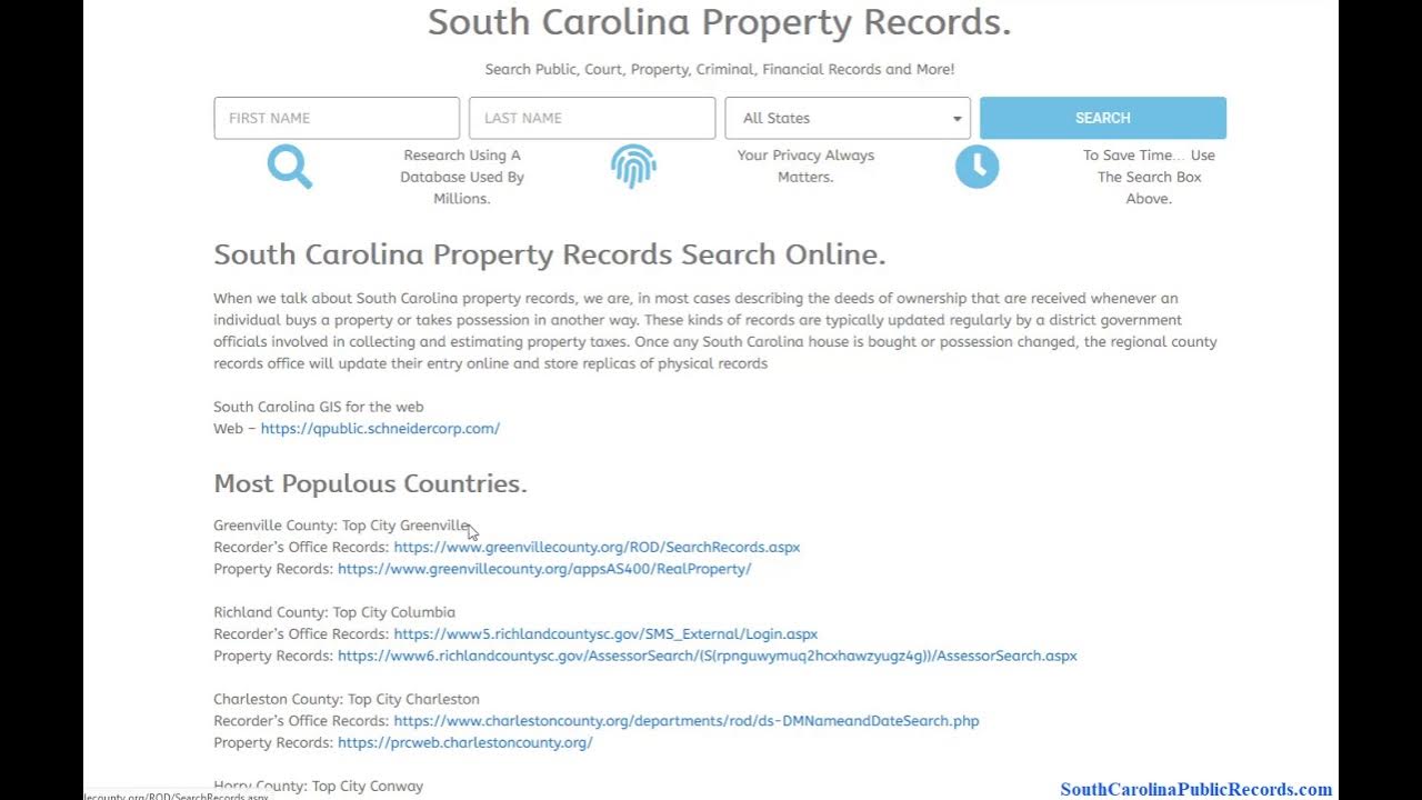 South Carolina Property Records (Real Estate and Tax Records Search