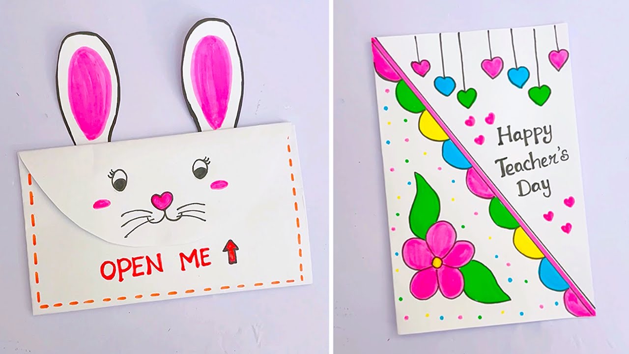 2 Best teachers day cards! White Paper craft / teacher’s day greeting card / cute gift for teacher