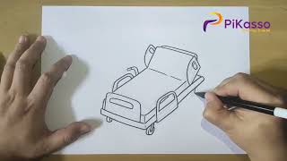 How to Draw a Hospital Bed Easy step by step