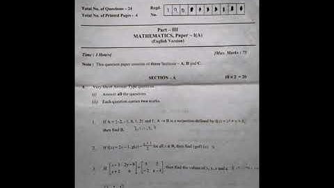 Inter 1st year #Maths-1A 2019 Question Paper