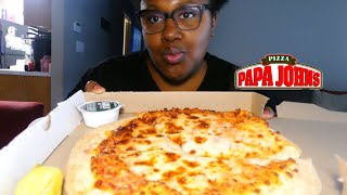 ASMR PAPA JOHN CHEESE PIZZA EATING SOUNDS MUKBANG SOFT SPOKEN | VIRGOQUEENASMR 