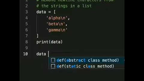 In this program, the newlines are removed from all the lines in a list.