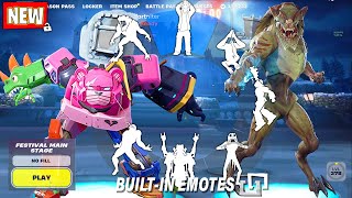 MONSTER VS ROBOT Fortnite doing all Built-In Emotes and Funny Dances シ
