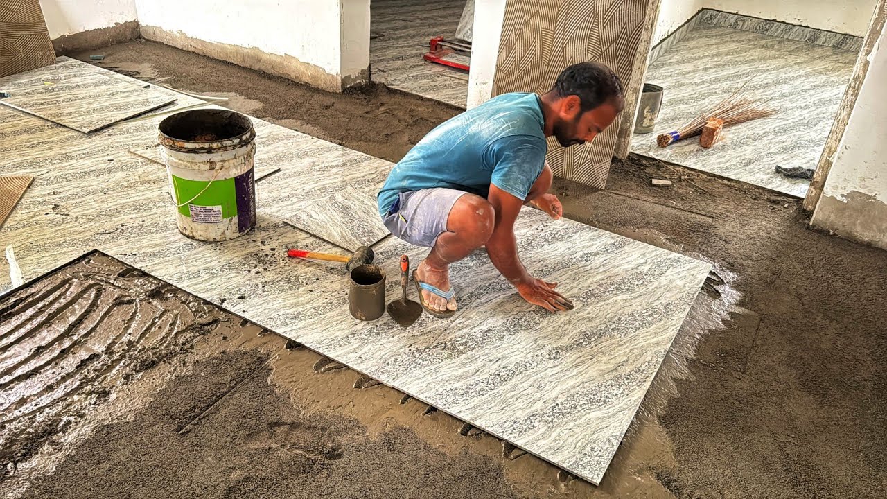 Individual House 4×2ft Flooring Tile Installing Accurately with Sand ...