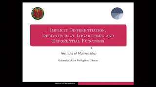 [Math 21] Disc 2.3 Implicit Differentiation, Derivatives of Exponential and Logarithmic Functions