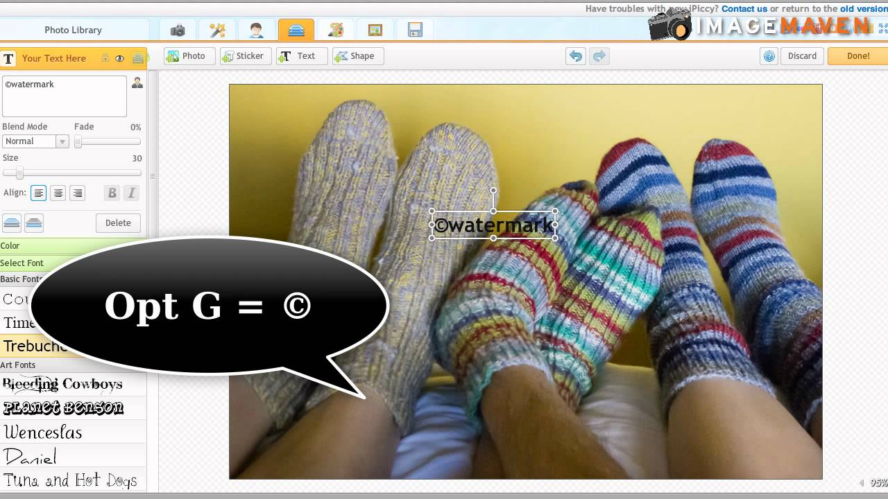 iPiccy Add a watermark to your photos using YouTube