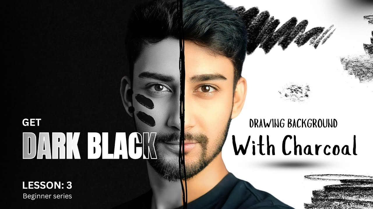 How to get a dark background for your drawing with charcoal / Lesson no ...