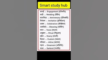 🎉 Wedding Related English Words | English to Hindi Vocabulary | Smart Study Hub