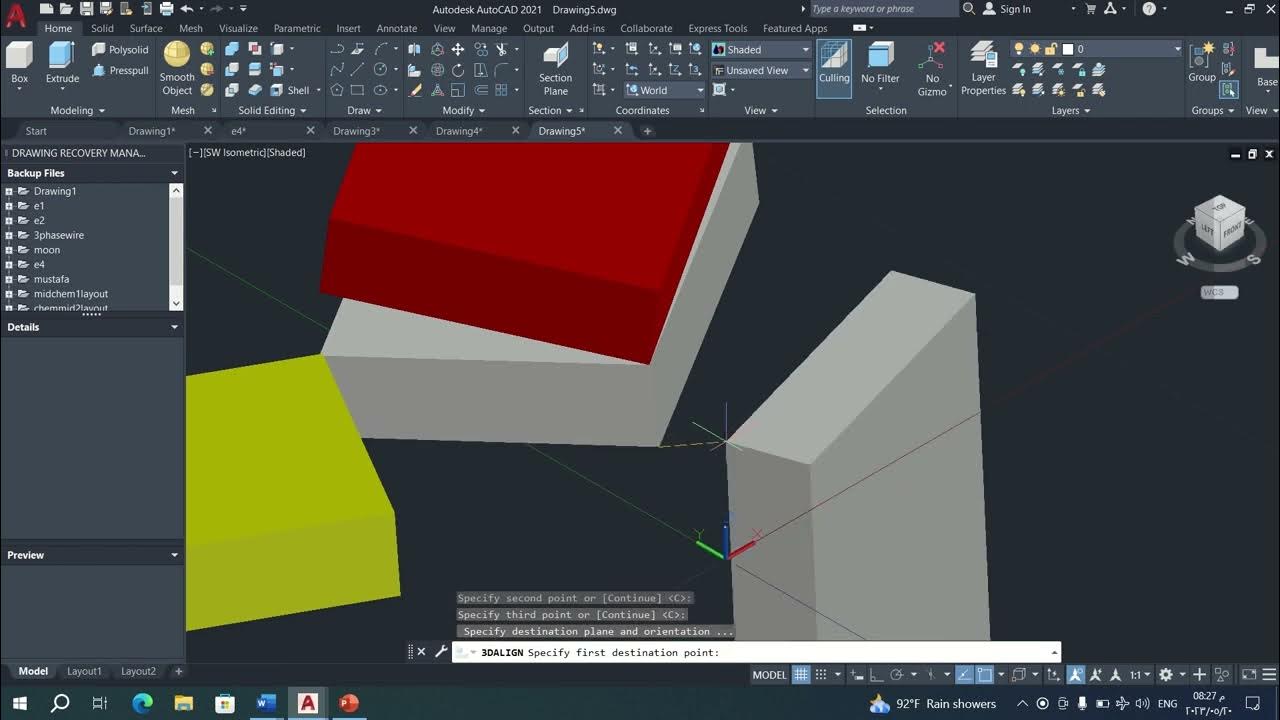 3D AutoCAD Commands Cours2-Part3 - YouTube