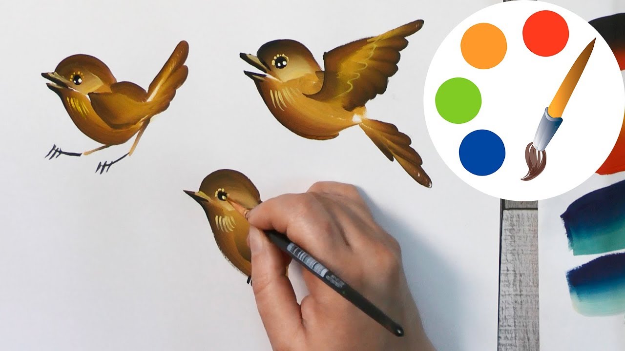 How to paint a bird in 8 Steps for beginners, One Stroke - YouTube