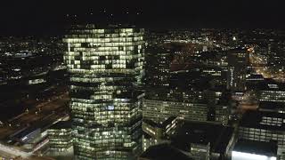 Prime Tower by Night, Zürich. Drone Footage.