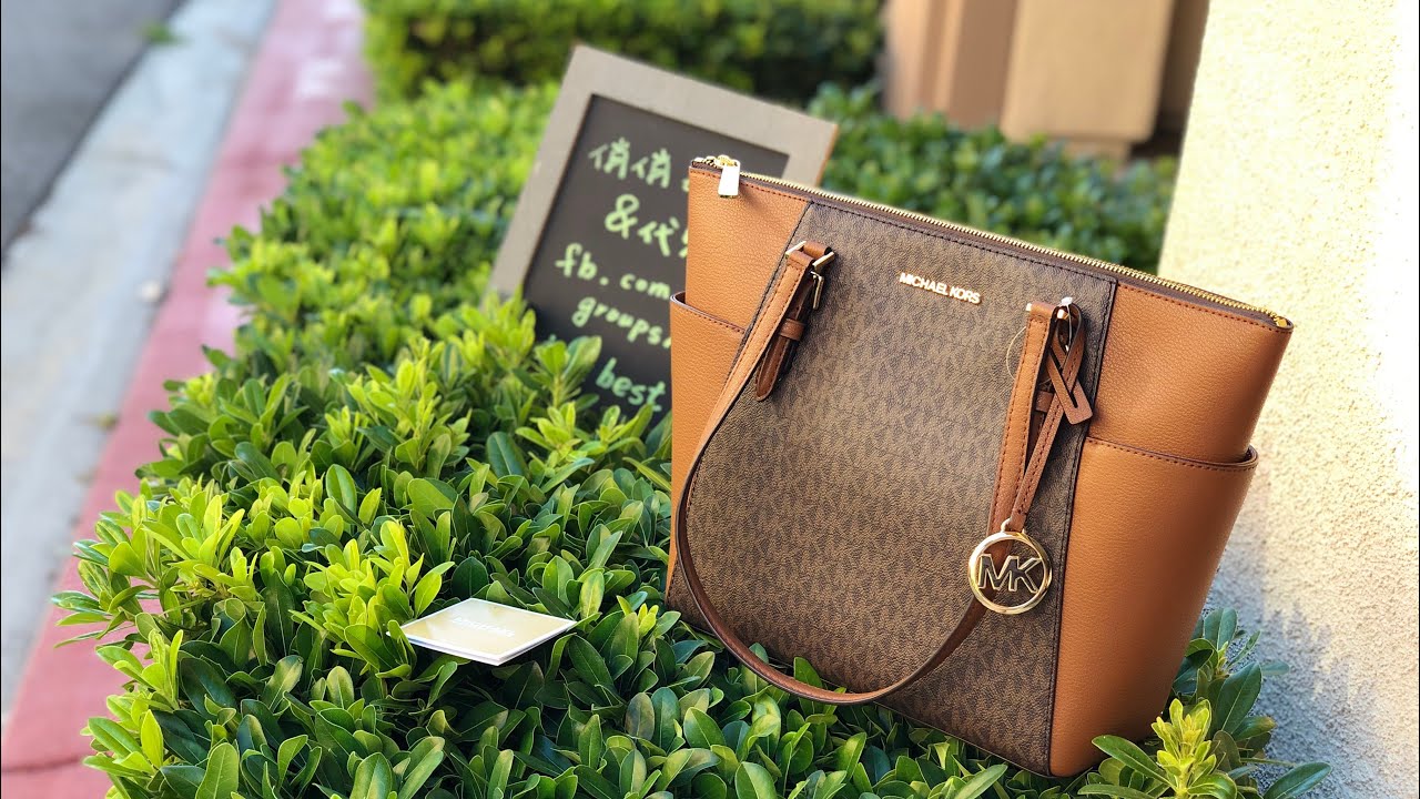 MICHAEL KORS ☜UNBOXING☞ Charlotte Large Logo and Leather Top-Zip Tote Bag /  Brown 