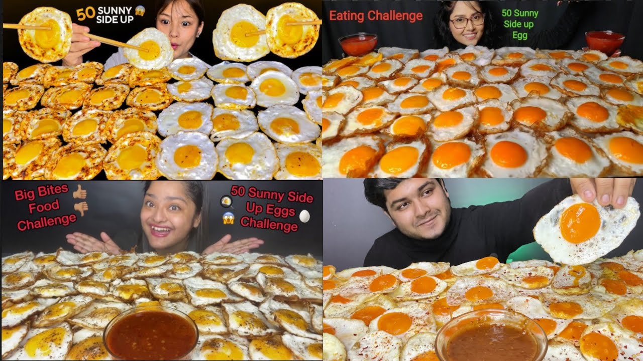 50 sunny side up eggs eating challenge 🔥🤤 Bigbites mukbang asmr