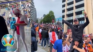 Crazy England Fans Celebrating Outside Wembley Stadium After Euro 2020 England 20 Germany Victory