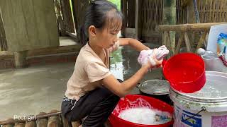 Ngoc Han makes special peanut candy on the new wood stove. Uncle Dong makes a bamboo bed