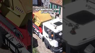 Tight manoeuvring Scania xt skip truck on a small yard. #fs25 #scania #shorts