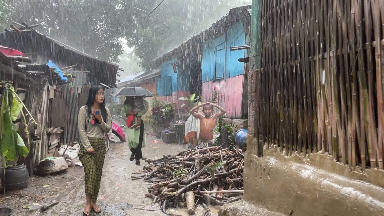 Most Enjoyable Blissful Moment - Smiley People-Heavy Rain Walk