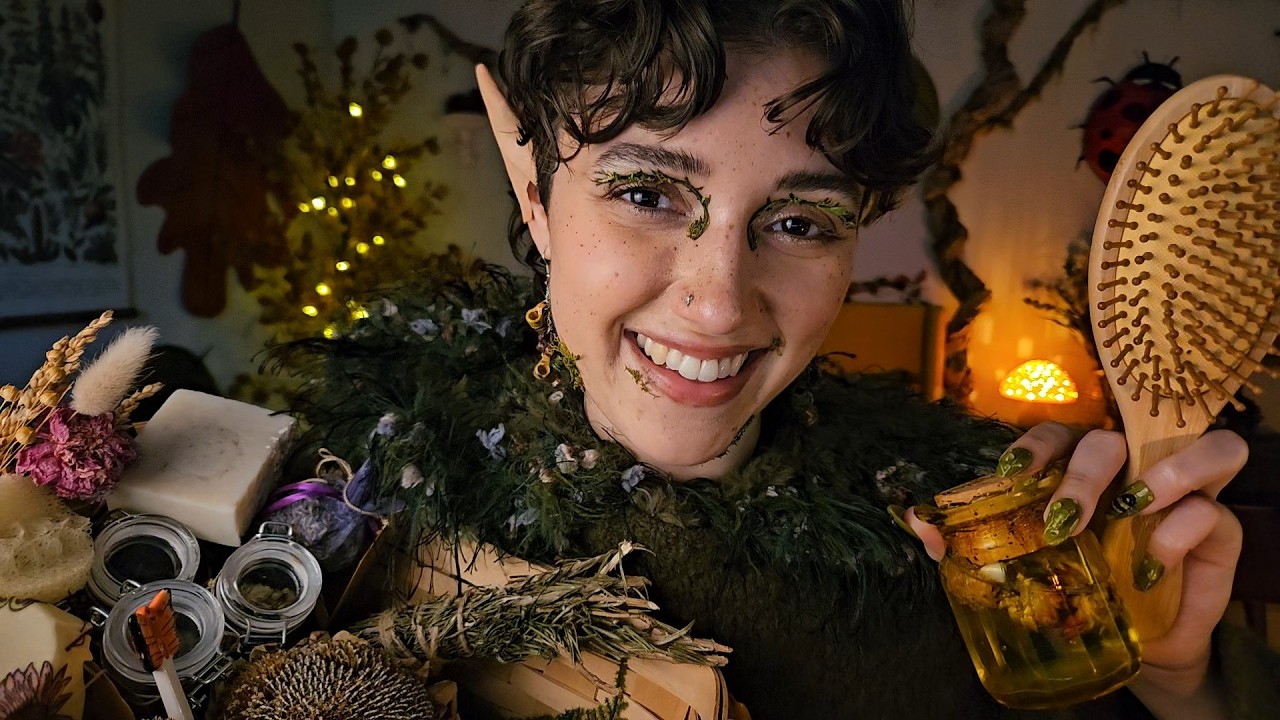 ASMR Forest Gnome Takes Care of You 🦔💛 (anxiety relief, pampering, whispered, layered sounds)
