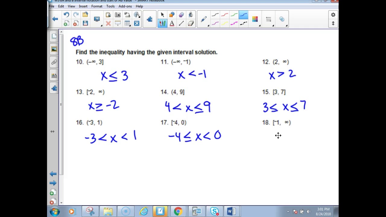 H Alg 2 Interval Notation/ solving inequalites and absolute - YouTube