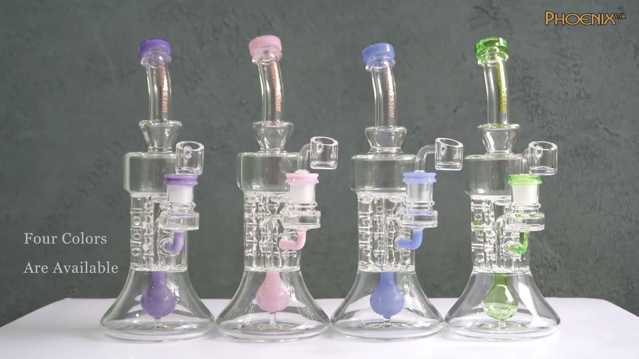 Phoenix Star 10.8 Inches Dab Rig PHX625, Showerhead Perc Dab Rig With 4-Arm Pillar Perc & Glycerin