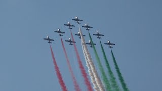 Frecce tricolori officially known as the 313° gruppo addestramento
acrobatico from italian air force shows a very stunning flying display
at royal in...