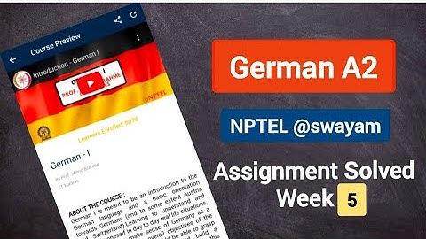Week 5 NPTEL German A2 Assignment solved Answers  2023 ll Assignment German A2 NPTEL