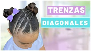 PEINADO para NIÑAS CON TRENZAS EN DIAGONAL | PEINADOS FACILES