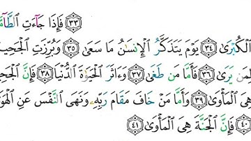 79 سورة النازعات من آية ( ٣٤ - ٤١ ) مكررة 5 مرات