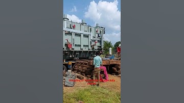 Unloading of Transformer by chain pully method.