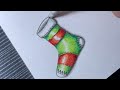 How to draw a Christmas stocking - step by step very easy!