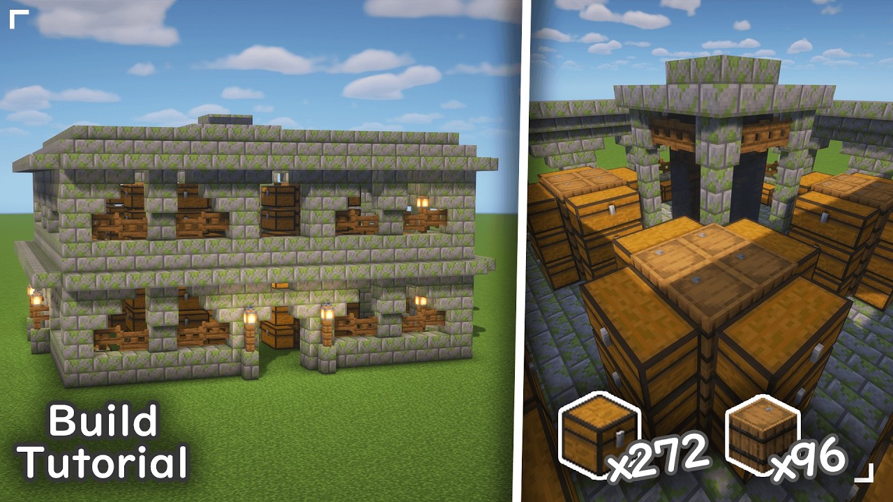 🪨 Stone Ruins Storage Base 📦 | Minecraft Build Tutorial