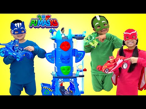 Wendy Lyndon u0026 Eric Play Kids Superhero Dress Up Adventure with Kids Toys | PJ Masks IRL