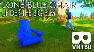 VR180 Summer: Lone Blue Chair Under The Big Elm. Summer Relaxation VR Video