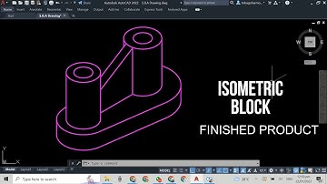 Drawing an Isometric Block with Curves, Cylinders & Tangents Using Autocad #technicaldrawing