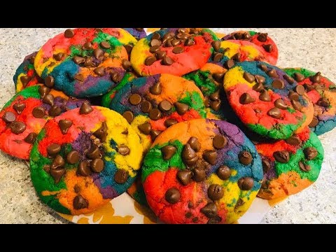 Rainbow Chocolate Chip Cookie Recipe HOMEMADE - How to Make Rainbow Chocolate Chip Cookies